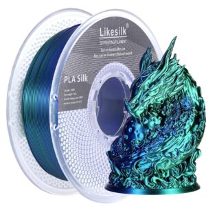 Filamento – LIKESILK– PLA – Bicolor Azul-Verde o